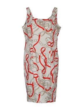 Tanita Women’s Cotton Sleeveless Dress Chain Print Red Cream size L-XL Italy